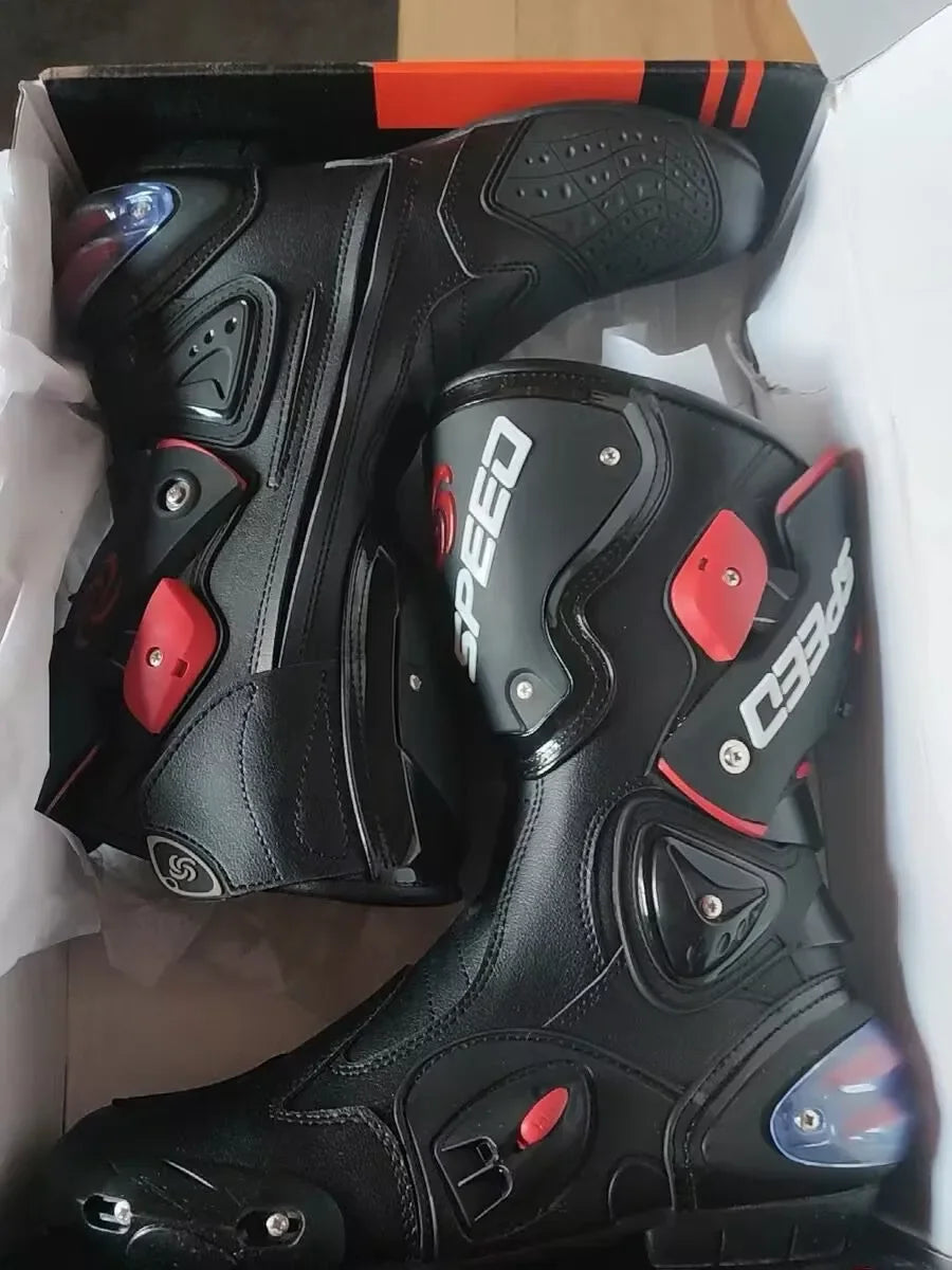 Riding Trider 100% NEW Motorcycle Boots Motocross Leather Long knee-high Shoes white black moto GP dirty bike SIZE 10-45 B1004