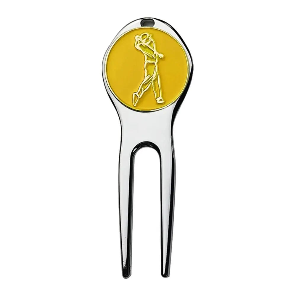 1Pc Golf Divot Repair Tool Zinc Alloy Magnetic Detachable Golf Green Fork Pitch Groove Cleaner Golf Marker Golfs Accessories
