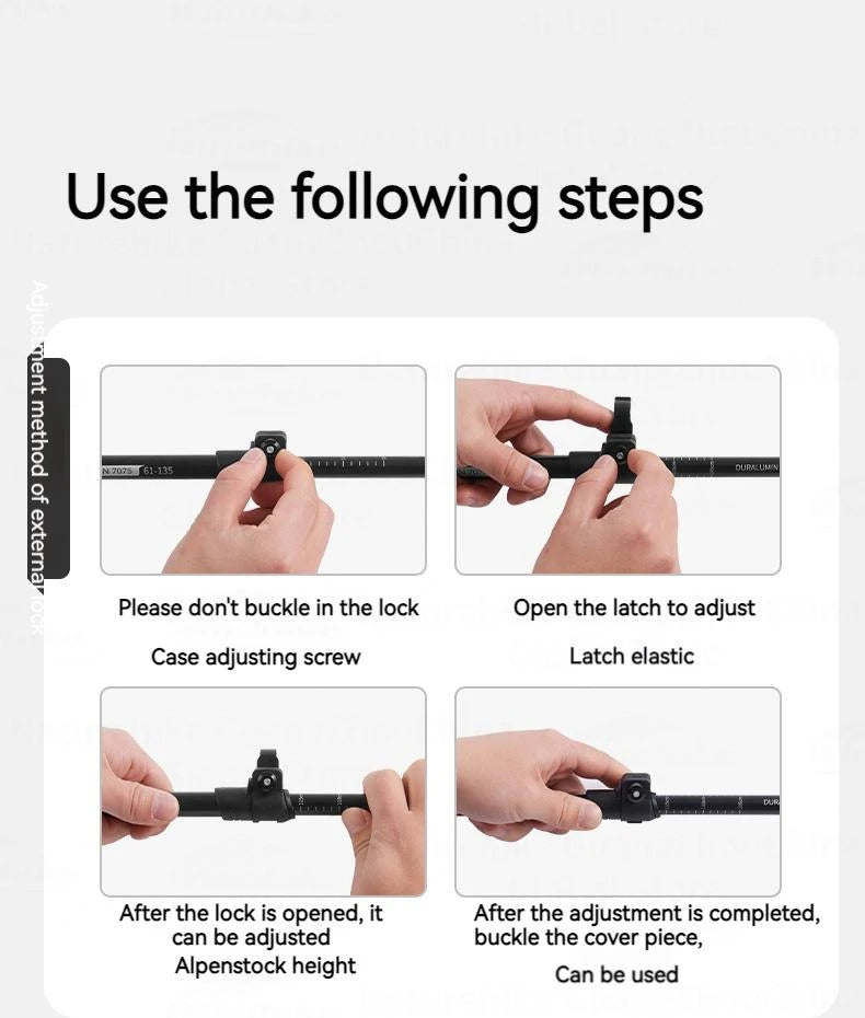 Naturehike ST03 7075 Aluminium Alloy Folding Trekking Pole Walking Stick Climbing Retractable 3 Sections Telescopic Alpenstocks