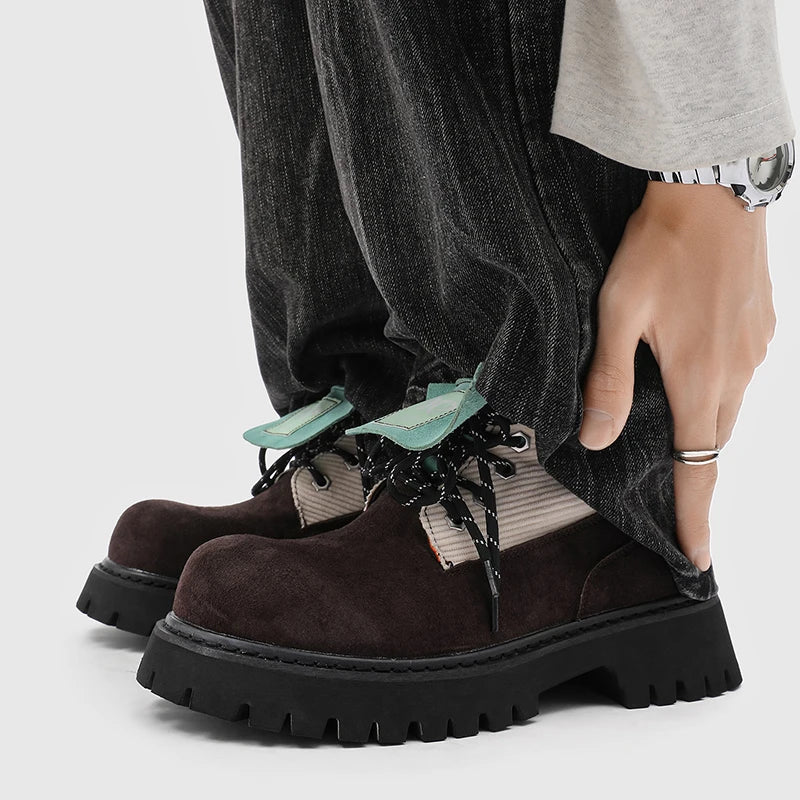 High quality Luxury Leather Boots Man Yellow High top Shoes Winter Men's Ankle Boots Street Motorcycle Shoes botas para hombre