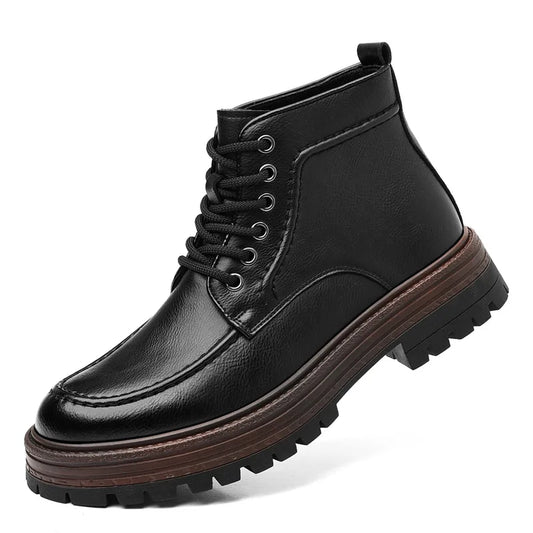 2025 Autumn Winter New Platform Boots for Men Keep Warm Fashion Casual Ankle Boot Male Solid Color Outdoor Cow Leather Shoes Man