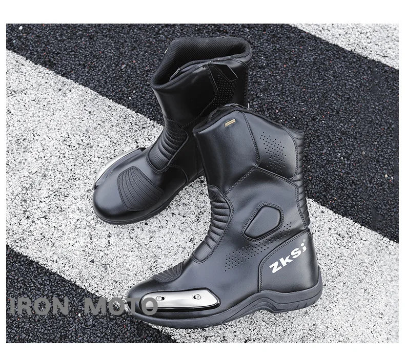 Motorcycle Shoes Full Leather Motocross Boots with Shifter Guard Cafe Boots Enduro Boots for Touring&hiking Moto Protection Gear