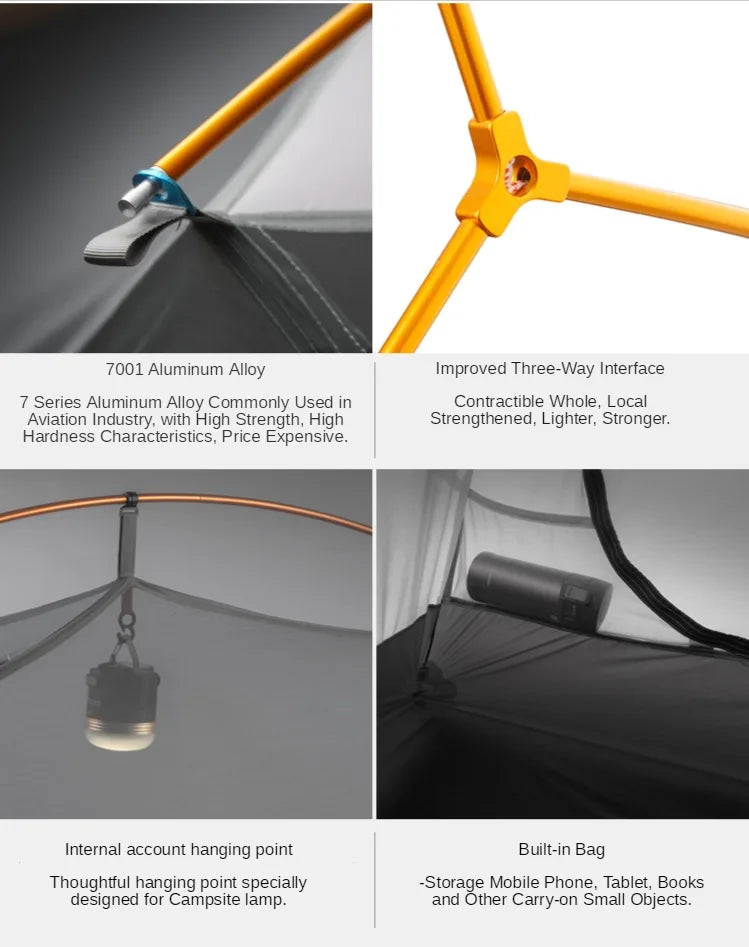 3F UL Gear Zhengtu 2P Tent Two 2 Person 15D Silnylon Coating Nylon Double Layer Ultralight Camping Lightweight Hike For 4 Season