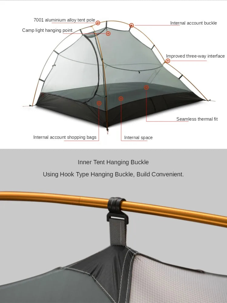3F UL Gear Zhengtu 2P Tent Two 2 Person 15D Silnylon Coating Nylon Double Layer Ultralight Camping Lightweight Hike For 4 Season