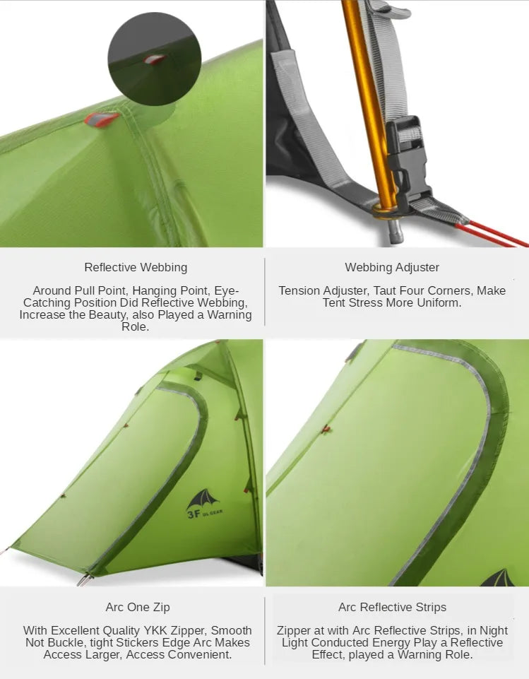 3F UL Gear Zhengtu 2P Tent Two 2 Person 15D Silnylon Coating Nylon Double Layer Ultralight Camping Lightweight Hike For 4 Season