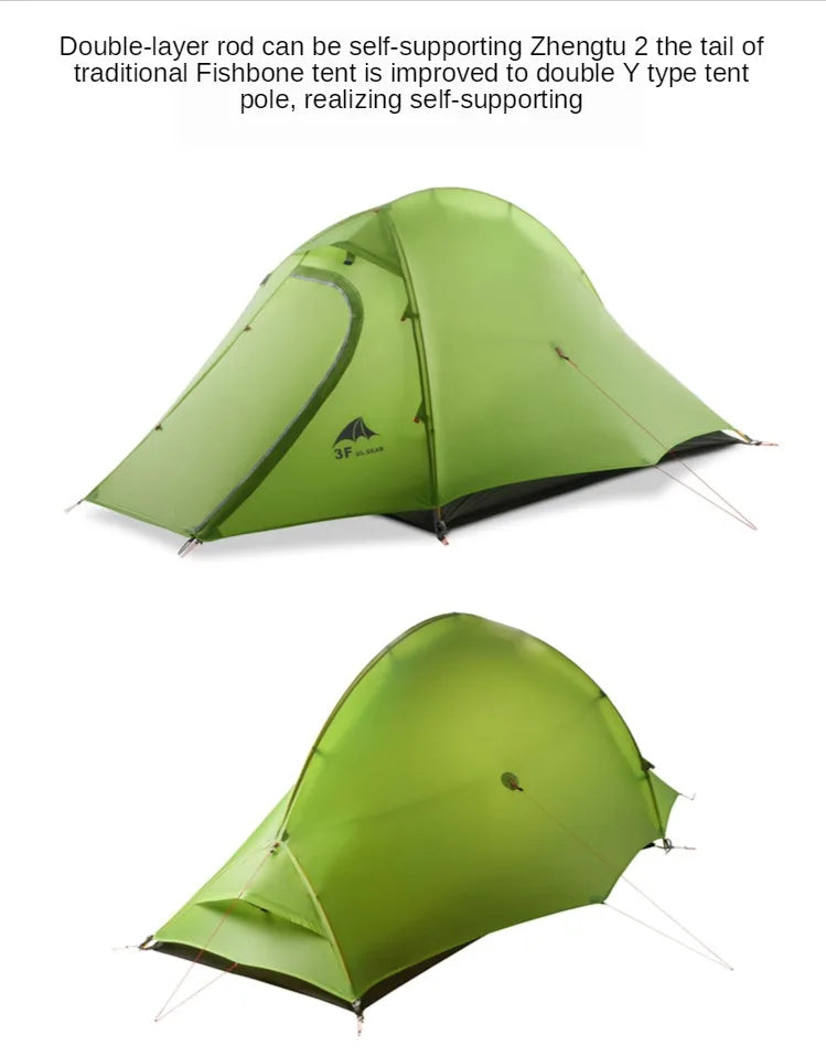 3F UL Gear Zhengtu 2P Tent Two 2 Person 15D Silnylon Coating Nylon Double Layer Ultralight Camping Lightweight Hike For 4 Season