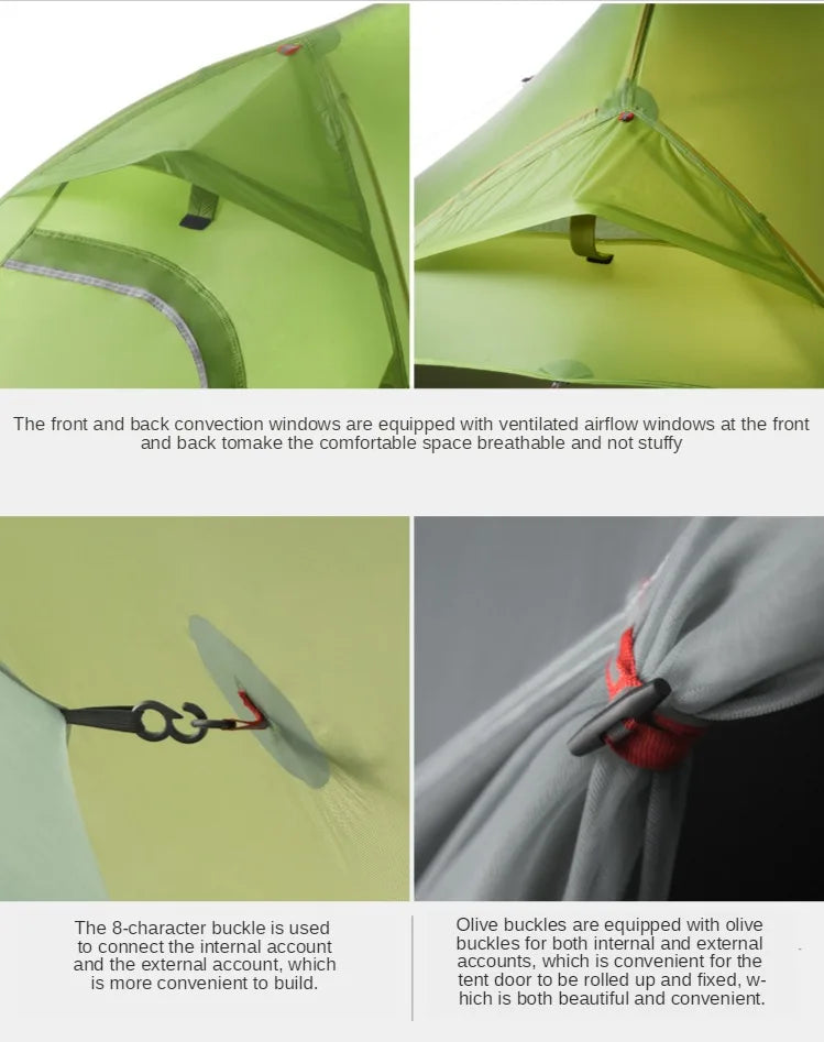 3F UL Gear Zhengtu 2P Tent Two 2 Person 15D Silnylon Coating Nylon Double Layer Ultralight Camping Lightweight Hike For 4 Season