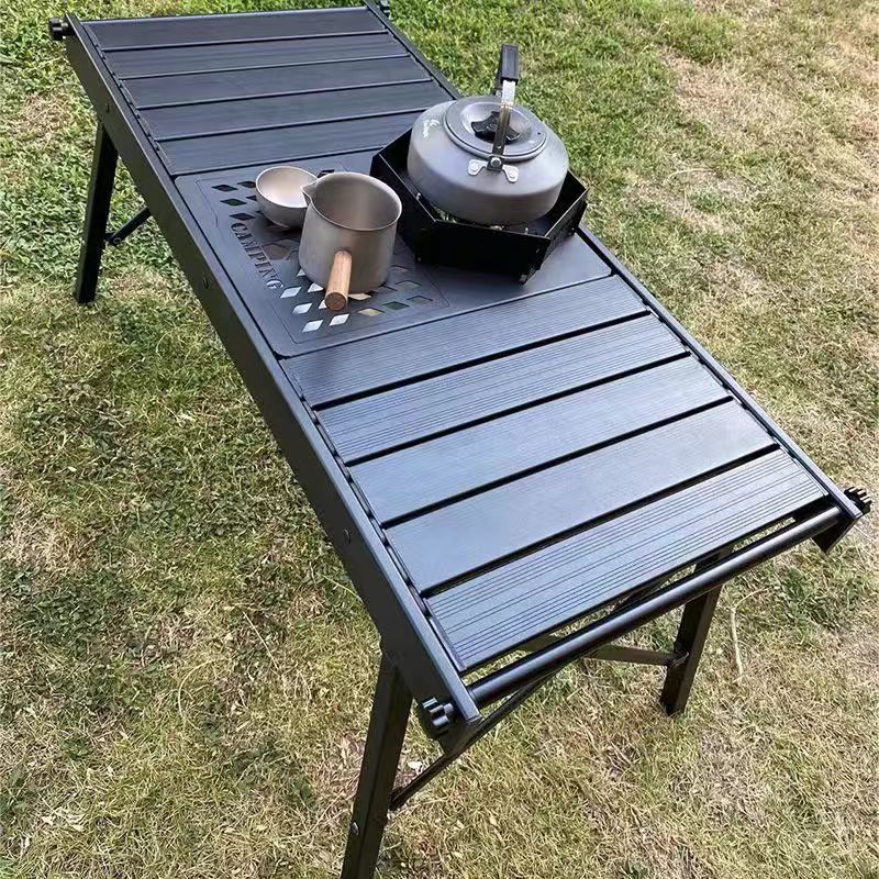 IGT Table with Stove Camping Folding Removable Adjustable Height Lightweight Camp BBQ Grill Table Outdoor Picnic Fishing Table