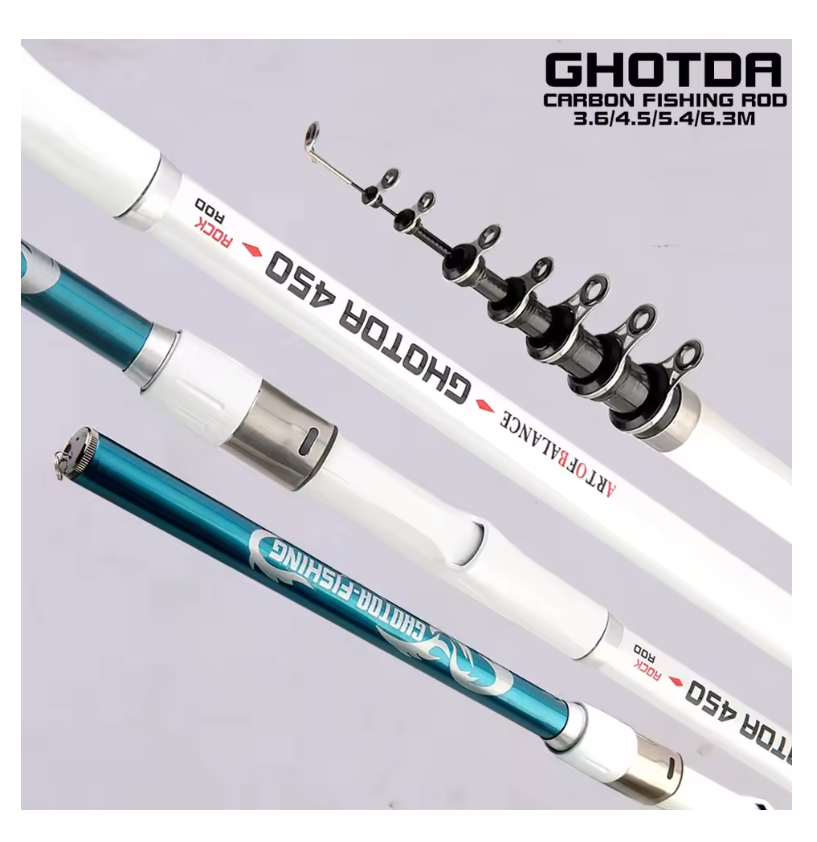 GHOTDA 3.6M/4.5M/5.4M/6.3M Rock Rod Telescopic Sea Fishing Rod Spinning for Saltwater Travel Boat Portable Ultralight Carp Pole