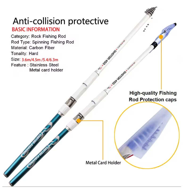 GHOTDA 3.6M/4.5M/5.4M/6.3M Rock Rod Telescopic Sea Fishing Rod Spinning for Saltwater Travel Boat Portable Ultralight Carp Pole