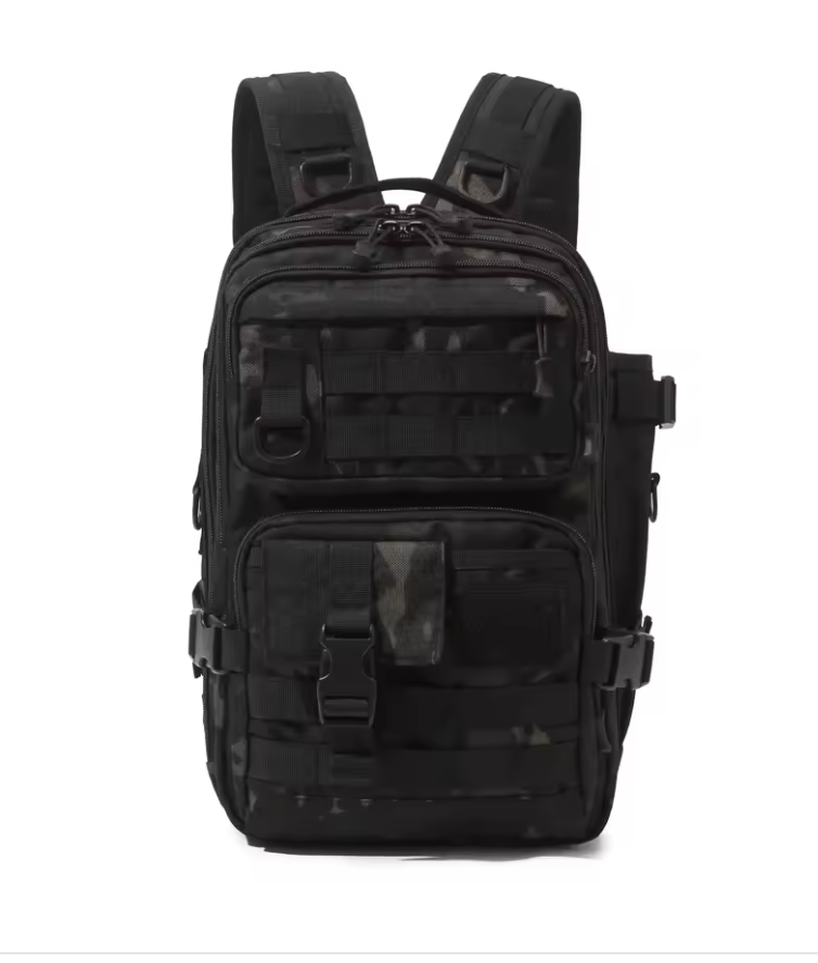 1000D Nylon Waterproof Fishing Backpack Fishing Tackle Storage Bag Double Shoulder Sling Bag for Outdoor Fishing Hunting Hiking